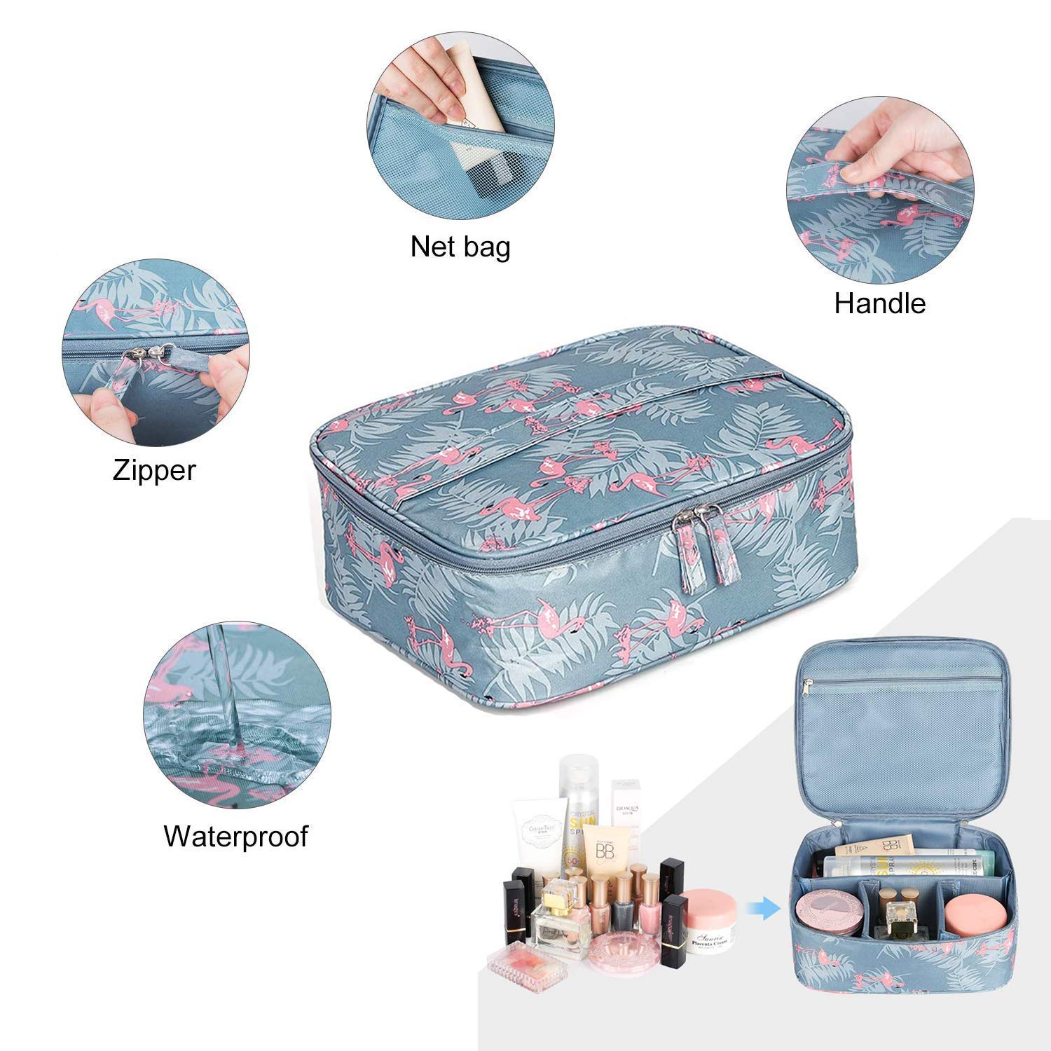 FASTUNBOX (LABEL) Striped 18 Cms Cosmetic Pouch (M_5058077885179_Blue) - Image 3